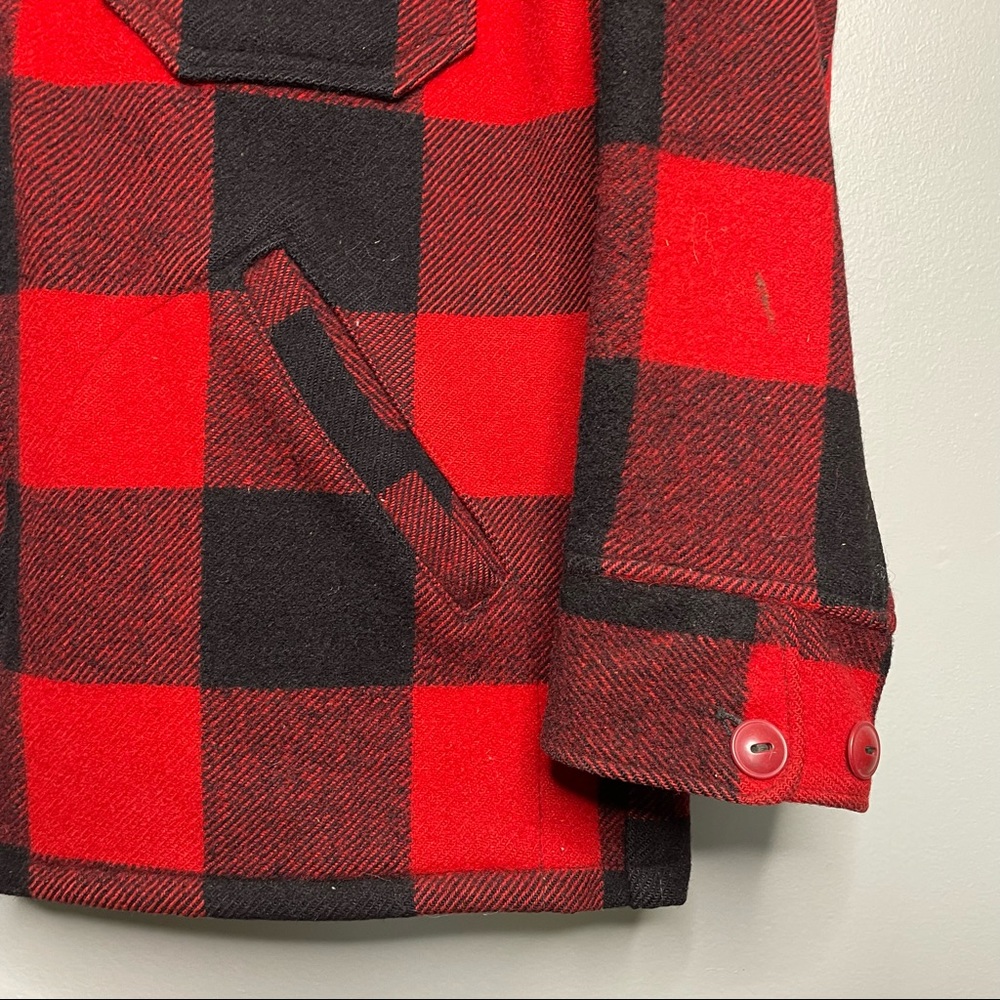 Rare Vintage 1950s Woolrich Buffalo Plaid Wool Unlined Zippered Hunting Coat - Picture 10 of 16